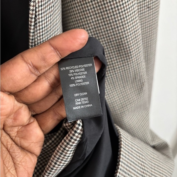 Rachel Zoe Blazer Womens XL Brown Houndstooth Double Breasted Oversized Workwear - Picture 3 of 6